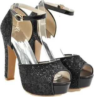 Women's Bride Sandals - Peep Toe Thick Heel Red Platforms