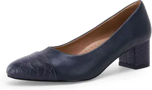 Women's Closed Toe Pumps Snakeskin Slip on Block Low Chunky Heel Business Party Office Dress Shoes