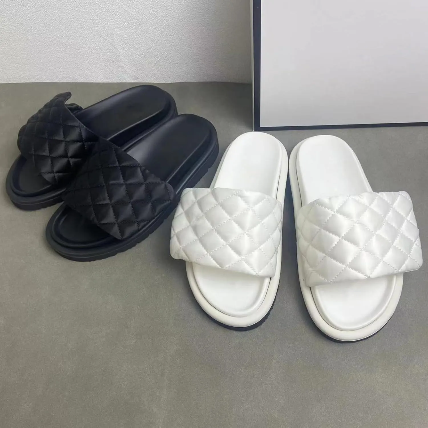 Women'S Comfort Slide Sandals Fashion Adjustable Pillow Strap Leather Flat Sandals