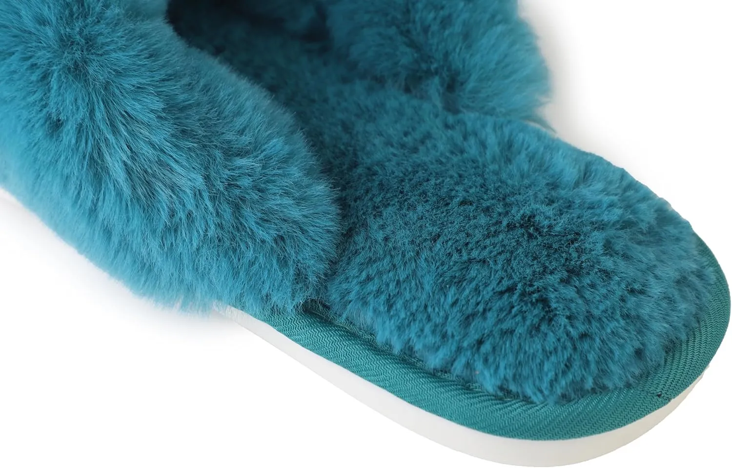 Women's Cross Band fluffy Slippers, Lady Soft Plush Faux Rabbit Fur Furry Cozy Open Toe House Indoor Warm Slippers