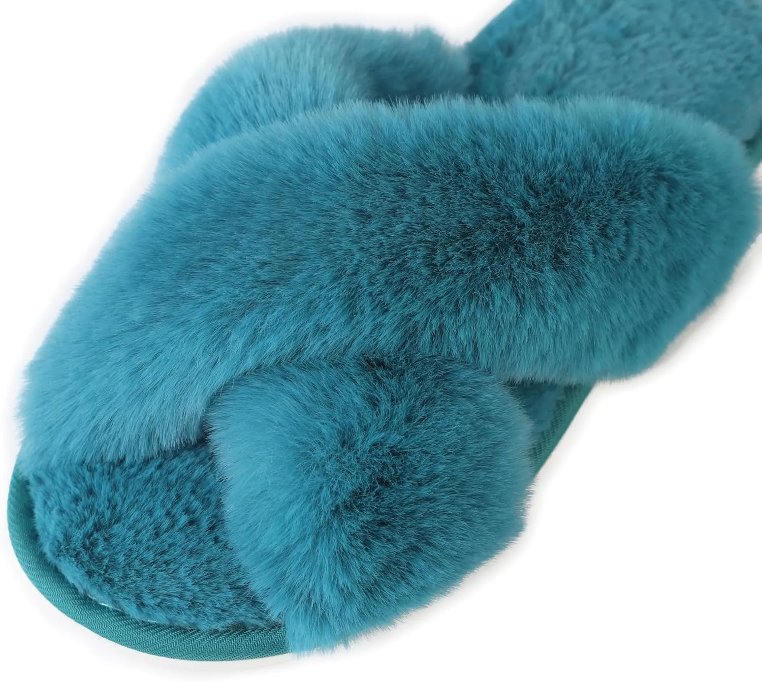Women's Cross Band fluffy Slippers, Lady Soft Plush Faux Rabbit Fur Furry Cozy Open Toe House Indoor Warm Slippers