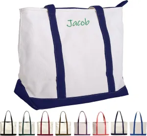 Women's Custom Embroidered Tote Bag with Name, Foldable Tote Bag with Zipper, Suitable for Travel & Work