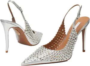 Women's Diamond Bridal Sandals - Single Strap Pointed Toe Wedding Heels