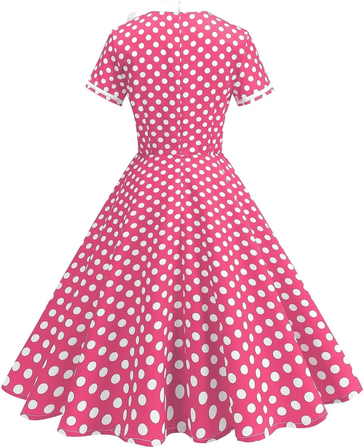 Women's Elegant Dresses Vintage Polka Dot Printed A-Line Dress Short Sleeve Lapel Maxi Skirts Court Business Gowns