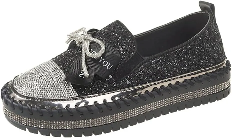 Women's Fashion Star Sneaker Glitter Sparkly Fashion Shiny Casual Bling Sequin Concert Shoes Canvas Low Top Lace Up Comfortable Cushioned Walking for Street Wedding Party Night Club