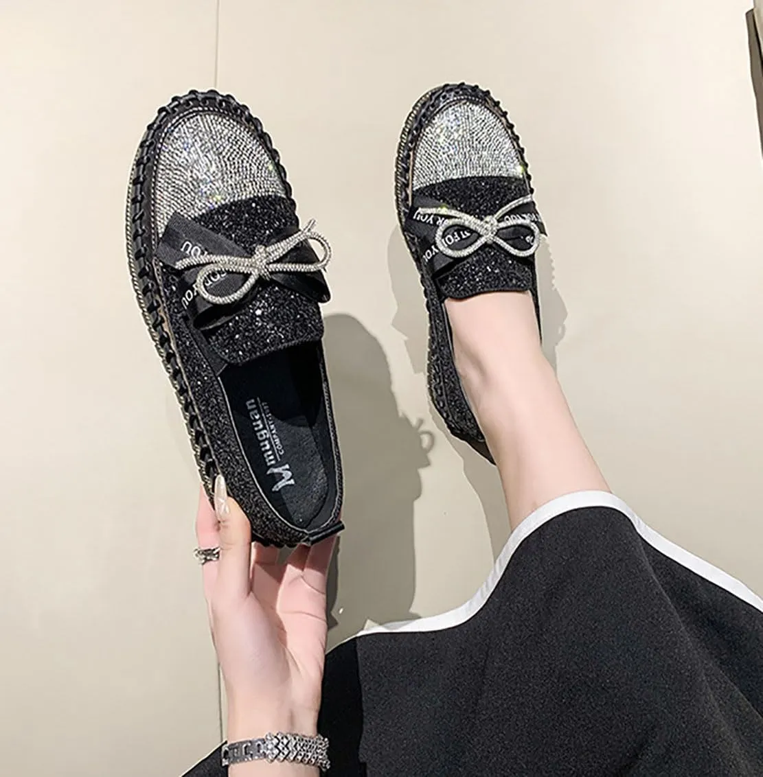 Women's Fashion Star Sneaker Glitter Sparkly Fashion Shiny Casual Bling Sequin Concert Shoes Canvas Low Top Lace Up Comfortable Cushioned Walking for Street Wedding Party Night Club