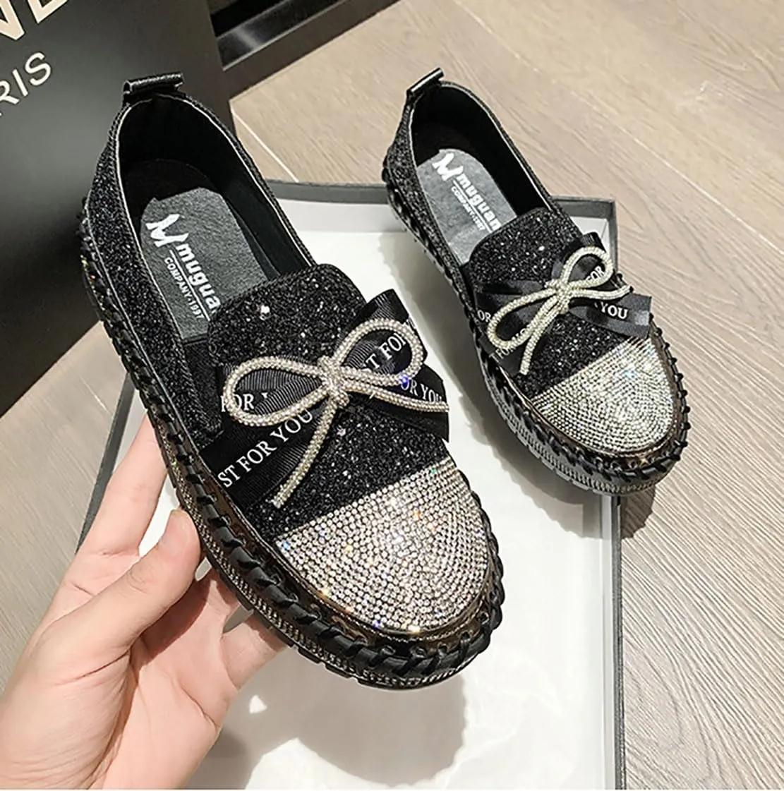 Women's Fashion Star Sneaker Glitter Sparkly Fashion Shiny Casual Bling Sequin Concert Shoes Canvas Low Top Lace Up Comfortable Cushioned Walking for Street Wedding Party Night Club