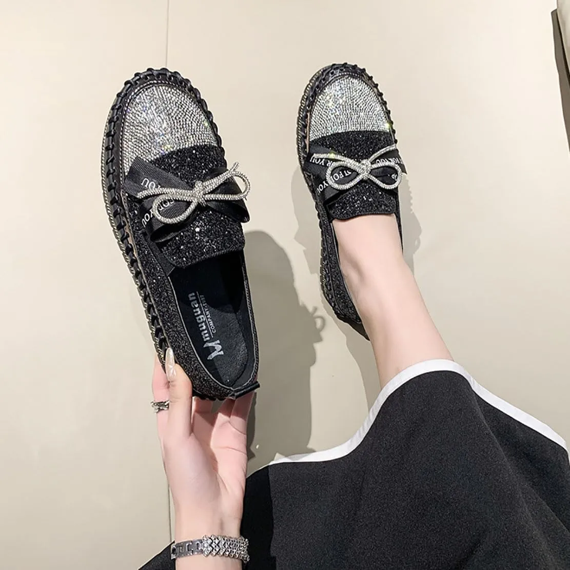 Women's Fashion Star Sneaker Glitter Sparkly Fashion Shiny Casual Bling Sequin Concert Shoes Canvas Low Top Lace Up Comfortable Cushioned Walking for Street Wedding Party Night Club