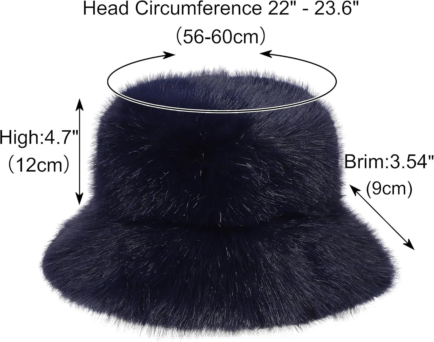 Women's Faux Fur Bucket Hats Fluffy Winter Warm Ladie's Unique Wide Brim Fisherman Cap