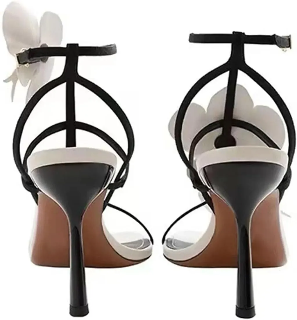 Women's Flower Beach Sandals - Summer Mix Colors, Round Toe High Heels for Casual Wear