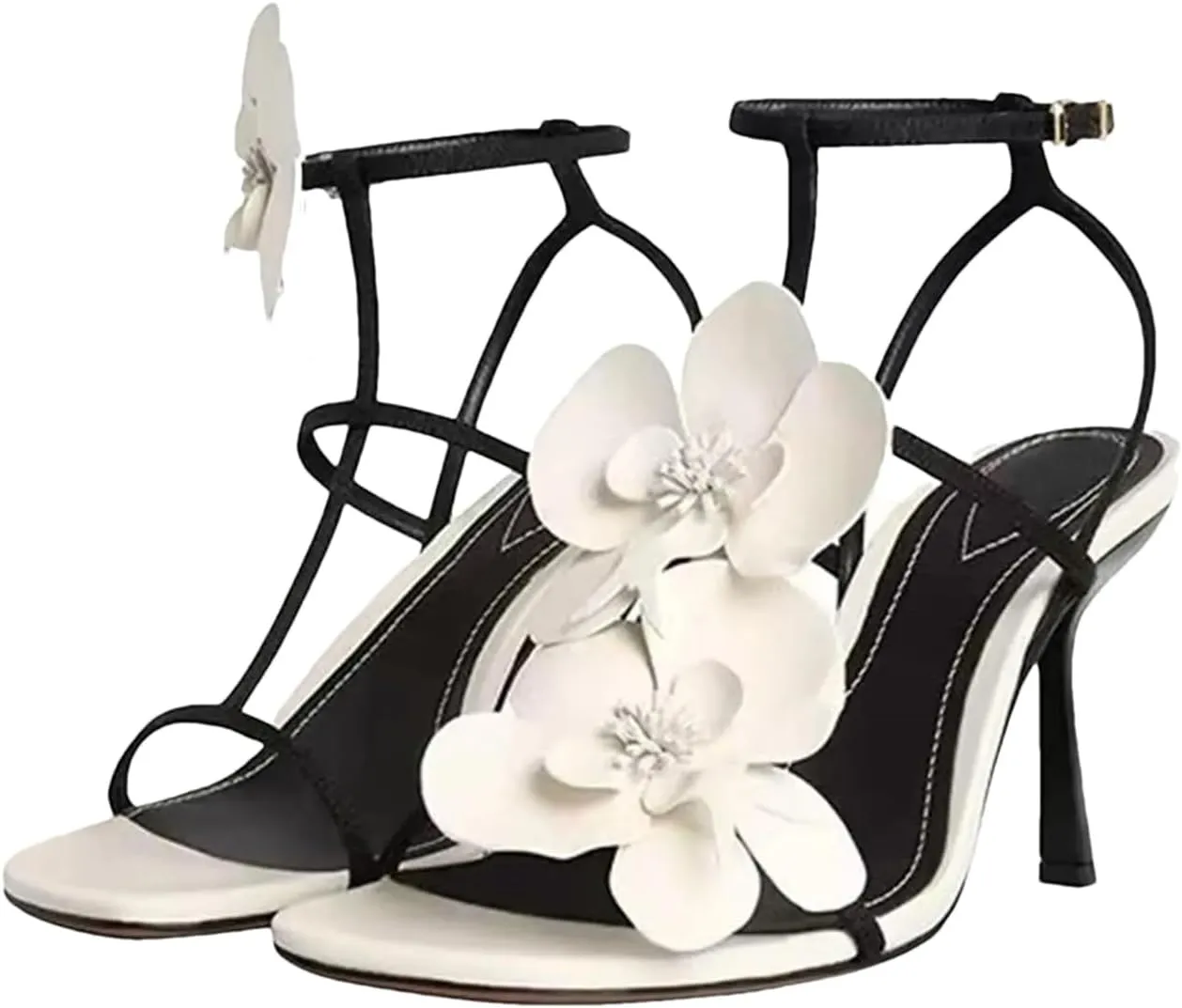 Women's Flower Beach Sandals - Summer Mix Colors, Round Toe High Heels for Casual Wear