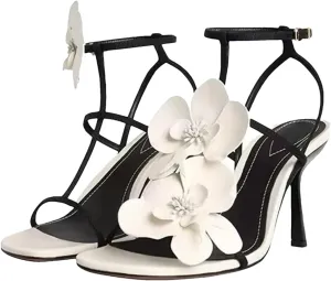 Women's Flower Beach Sandals - Summer Mix Colors, Round Toe High Heels for Casual Wear