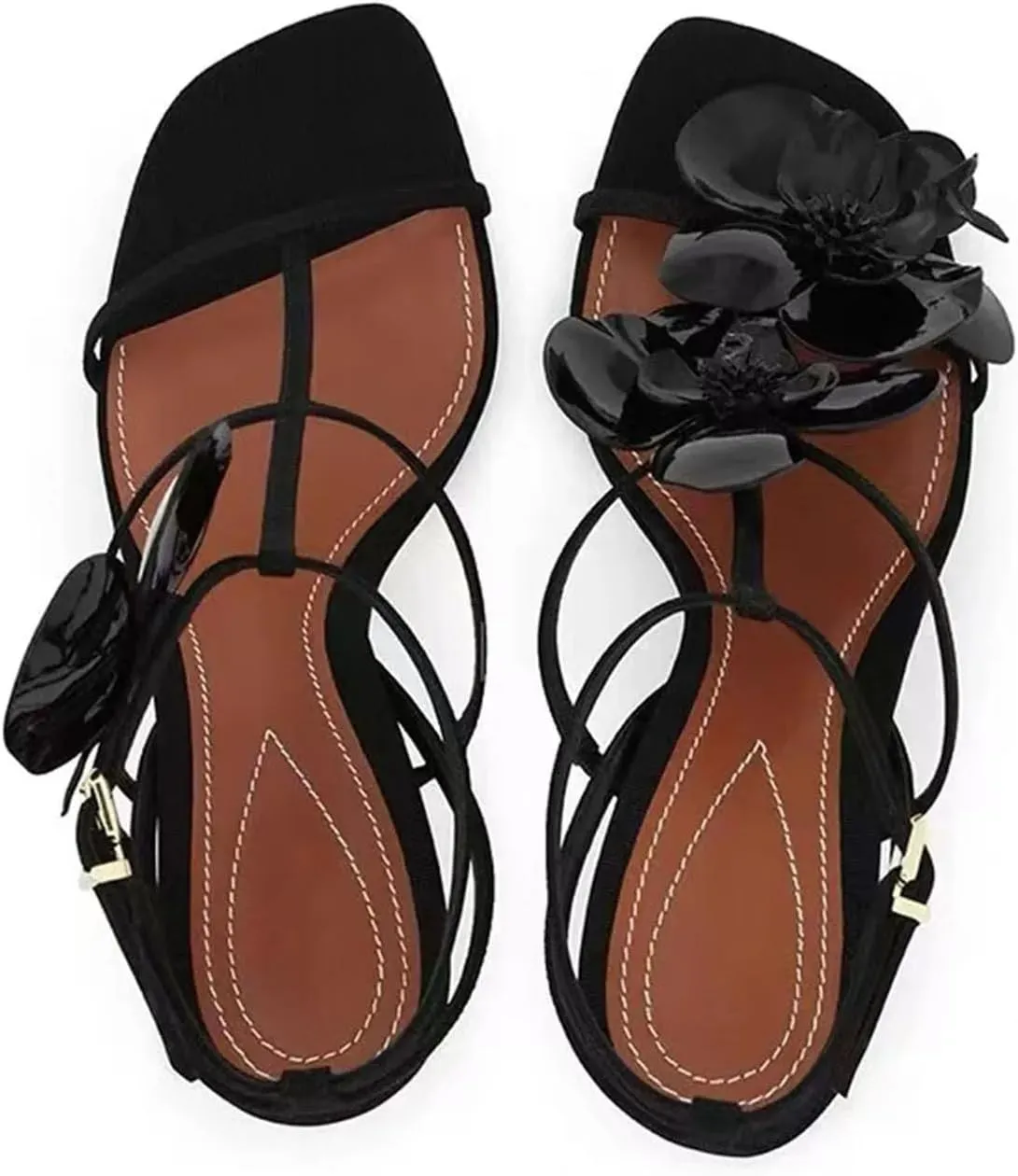 Women's Flower Beach Sandals - Summer Mix Colors, Round Toe High Heels for Casual Wear