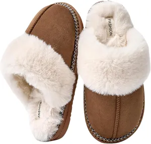 Women's Fuzzy Memory Foam Slippers Fluffy House Slippers Indoor and Outdoor Warm Gifts Trendy Anti-Skid House Shoes