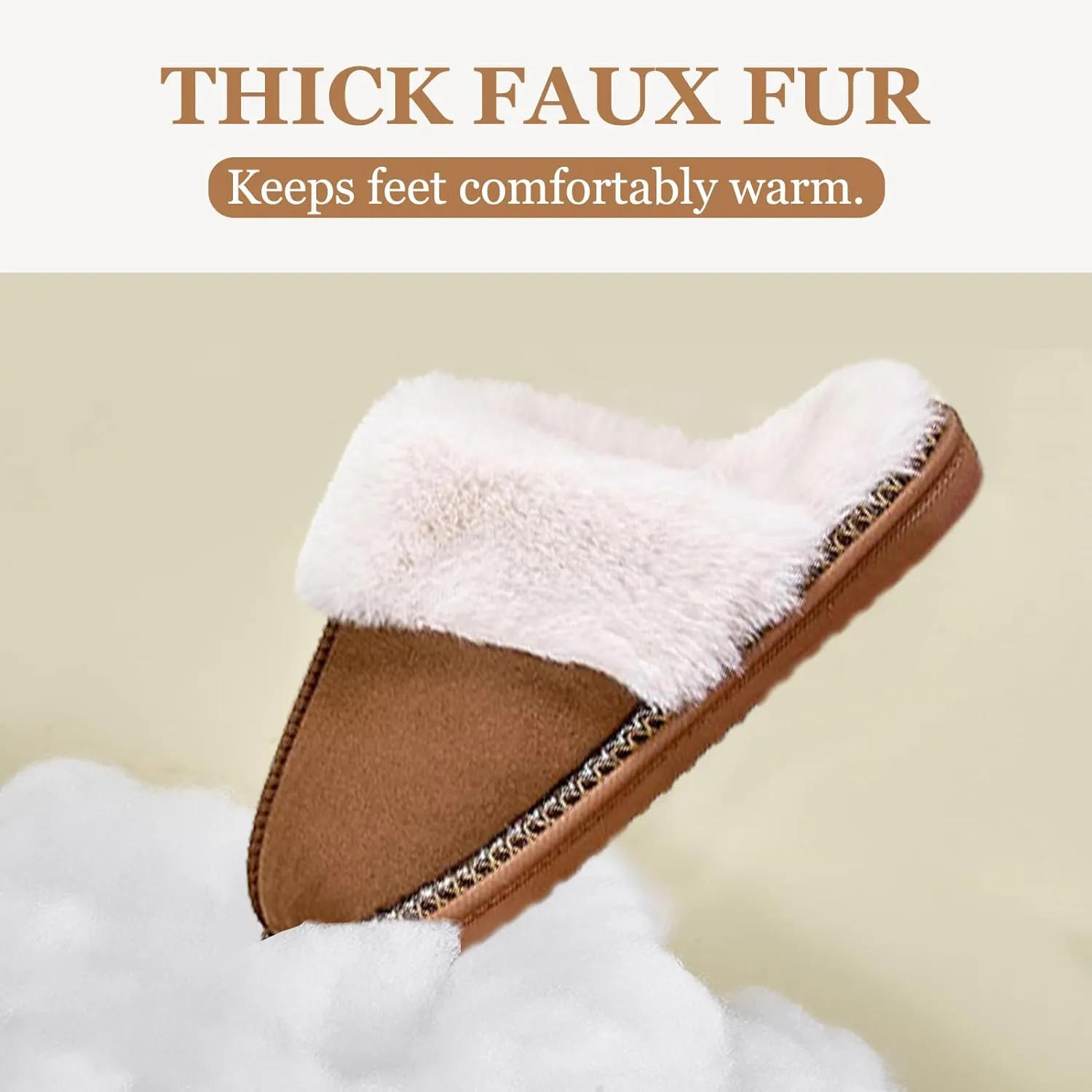 Women's Fuzzy Memory Foam Slippers Fluffy House Slippers Indoor and Outdoor Warm Gifts Trendy Anti-Skid House Shoes