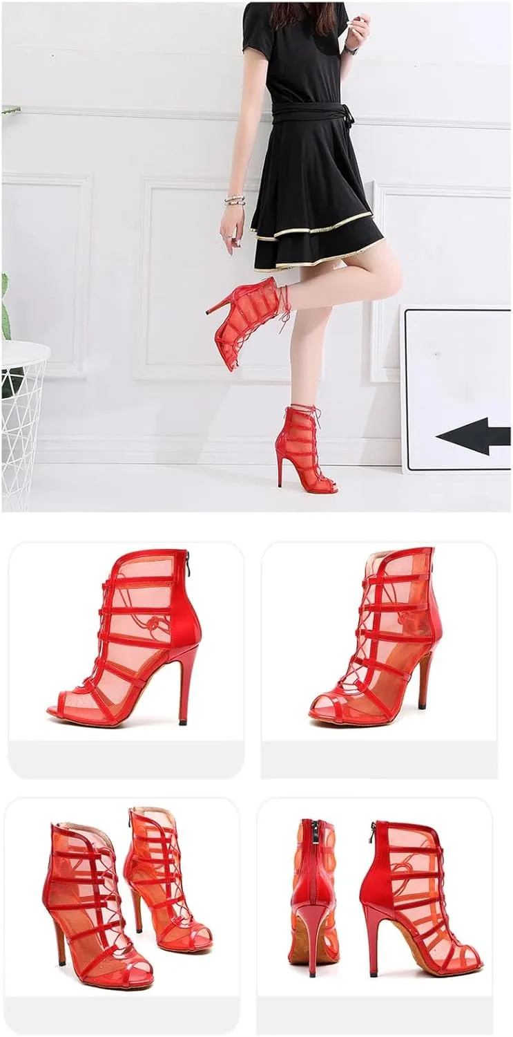 Women's Latin Dance Boots - 6-10cm Heel Tango/Salsa Mesh Shoes