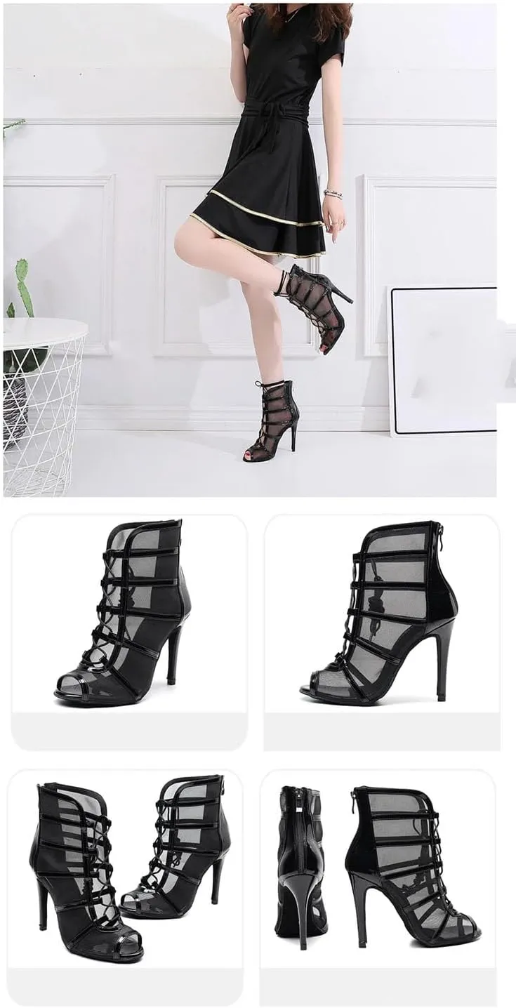 Women's Latin Dance Boots - 6-10cm Heel Tango/Salsa Mesh Shoes