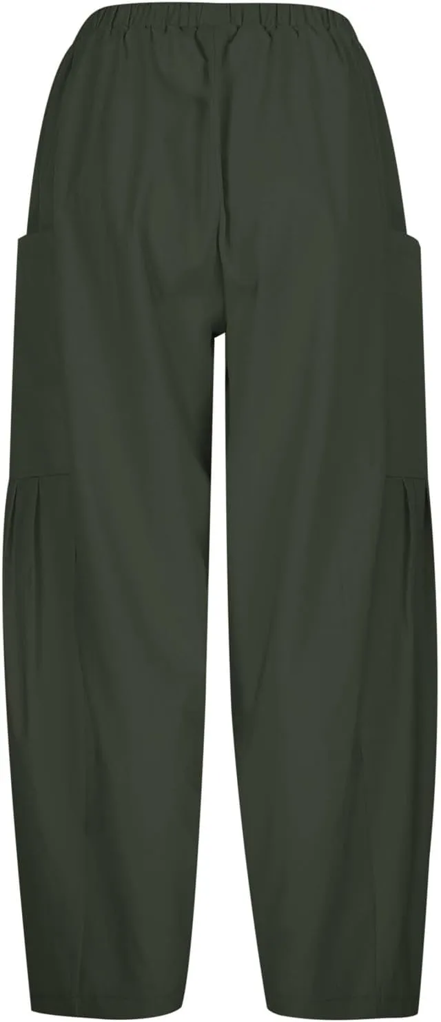 Womens Linen Wide Leg Pants Casual Palazzo Drawstring Summer Beach Travel Vacation Palazzo Harem Pants with Pockets
