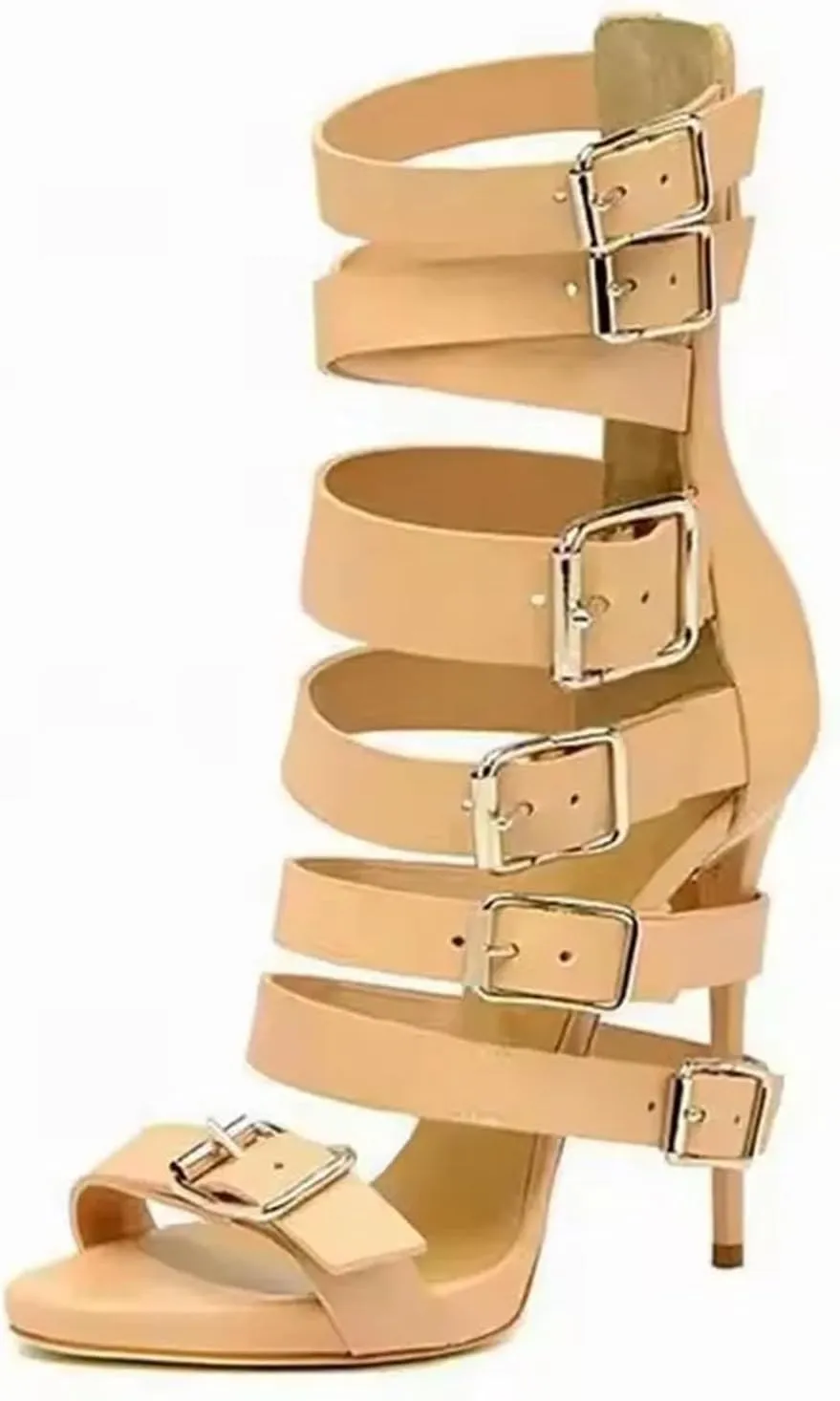 Women's Plus Size Sandals - Buckle Strap Black Party Stilettos