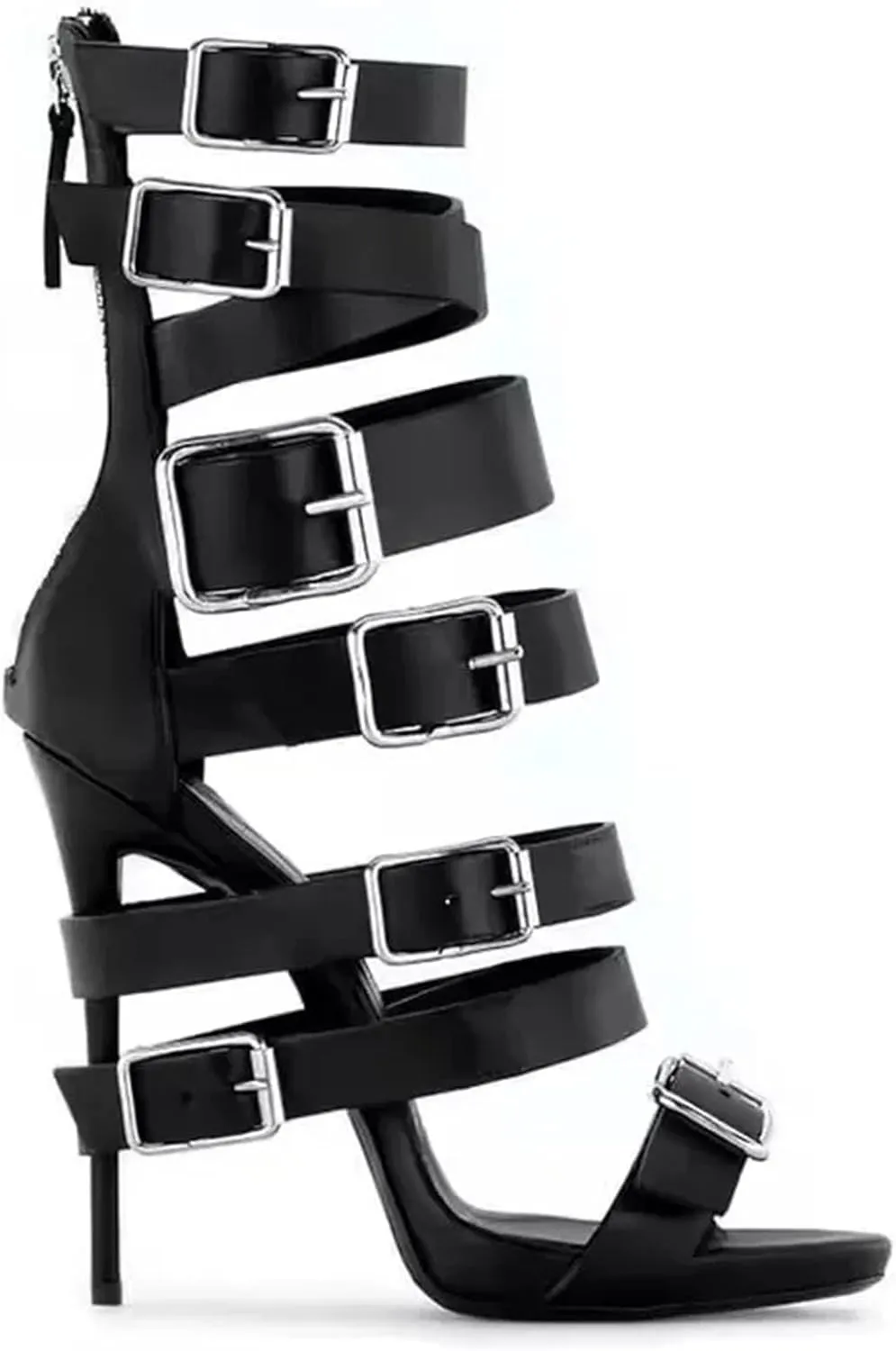 Women's Plus Size Sandals - Buckle Strap Black Party Stilettos