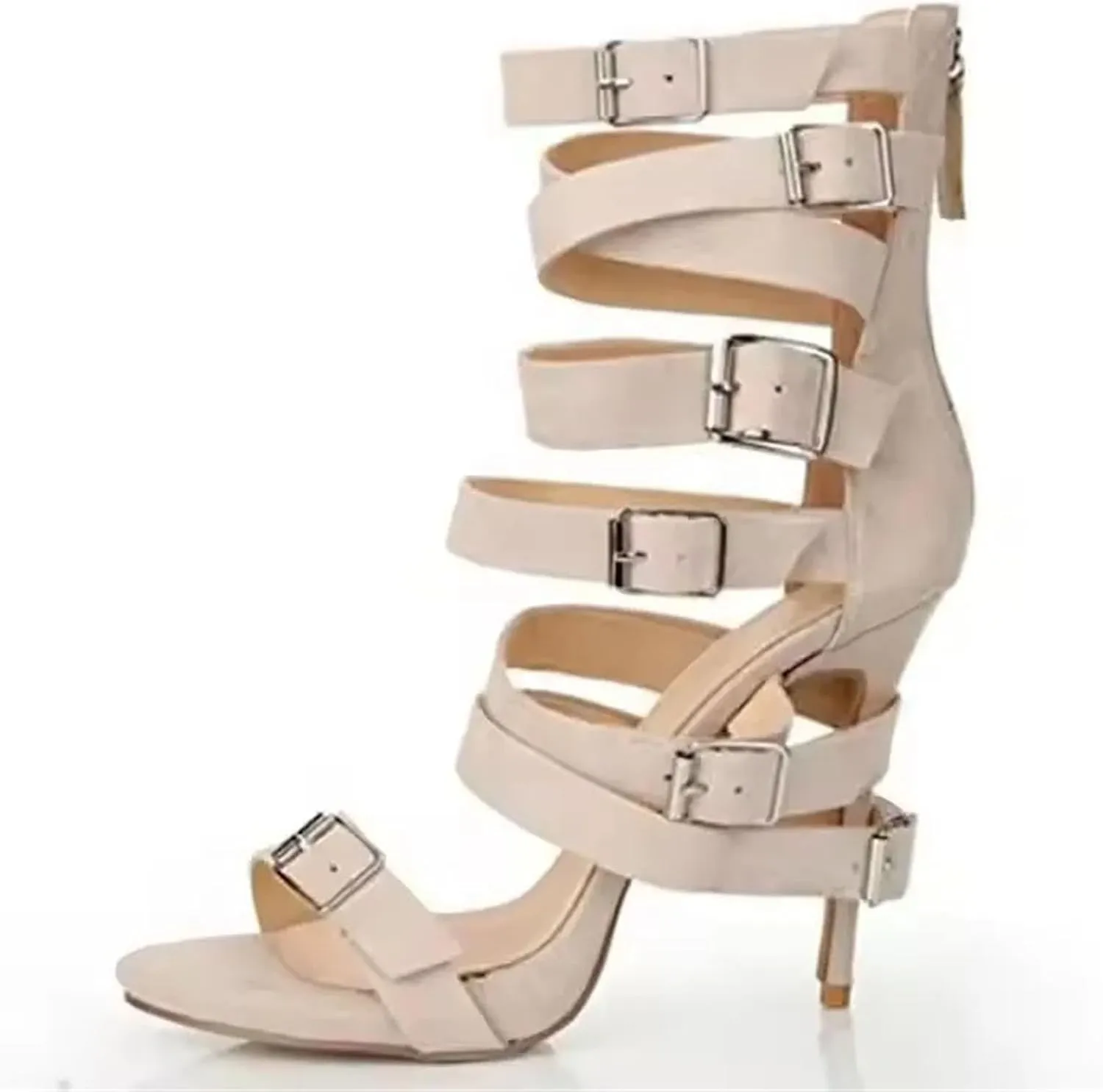 Women's Plus Size Sandals - Buckle Strap Black Party Stilettos