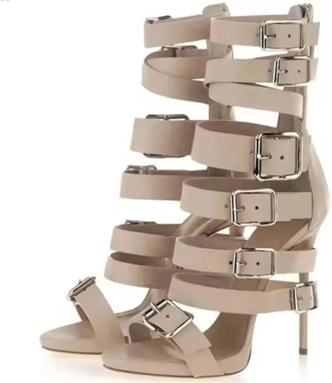Women's Plus Size Sandals - Buckle Strap Black Party Stilettos