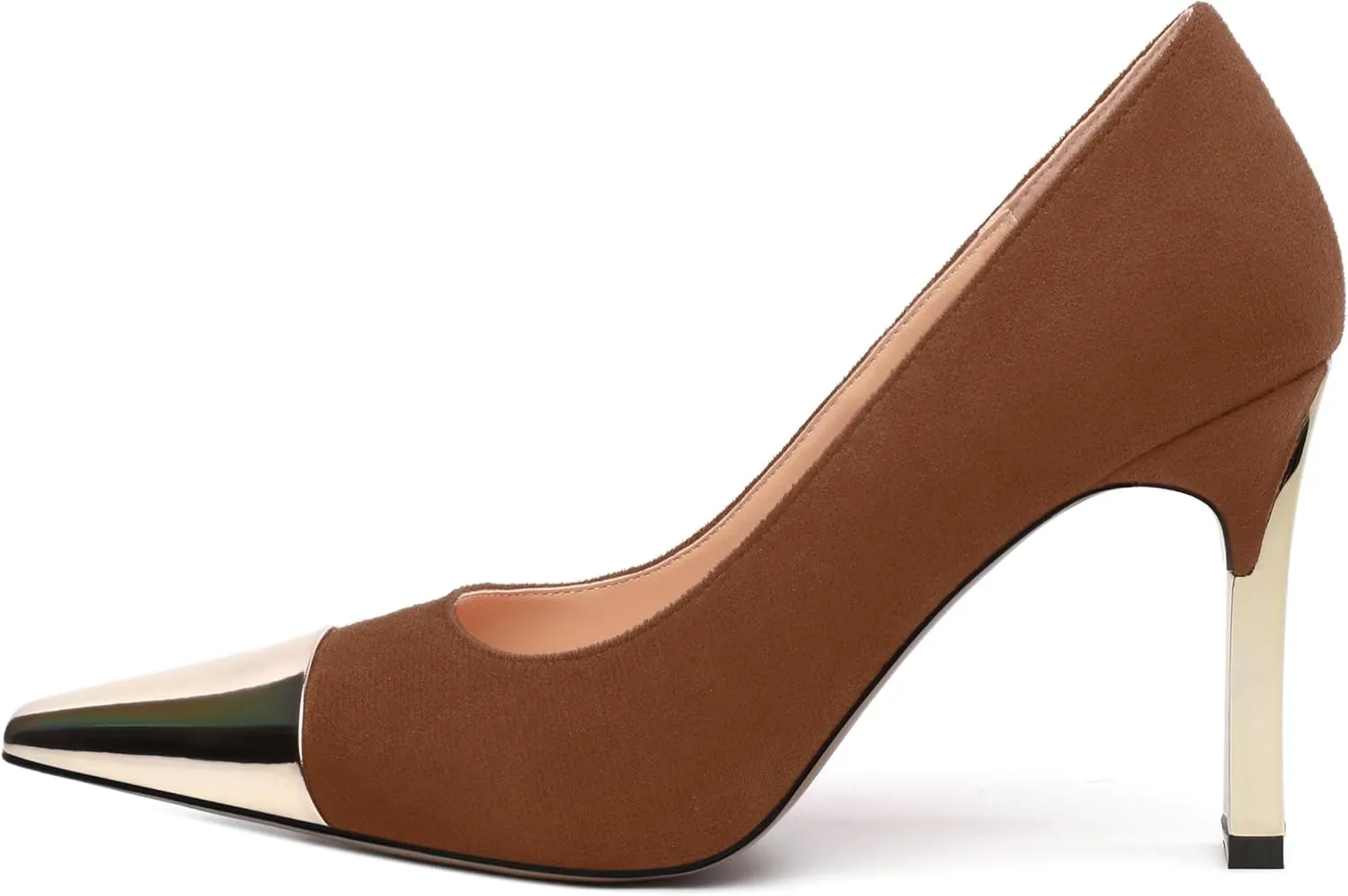 Women's Pumps, Square Toe High Heels, Fashion Patchwork Color Slip On Chunky Heel Shoes for Women