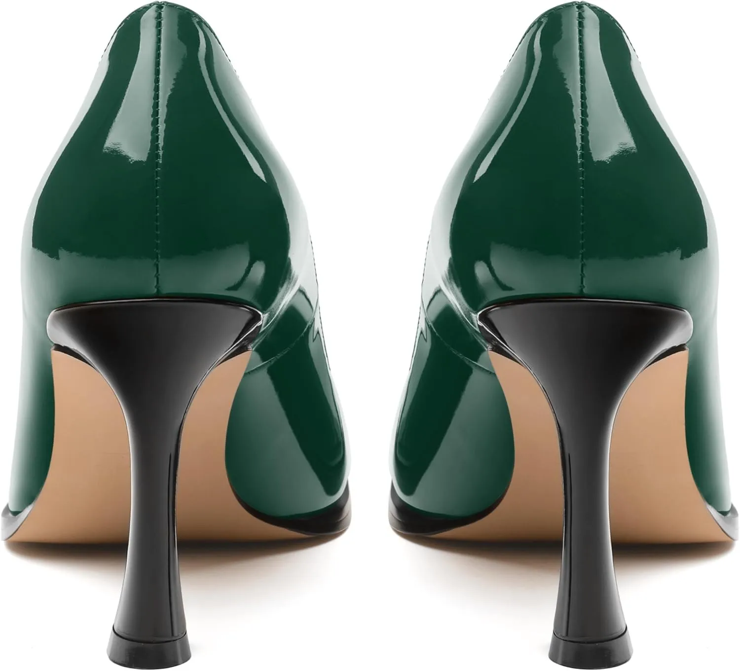 Women's Pumps, Two Toned Patchwork Square Closed Toe High Heels, Fashion Slip On Daily Dressy Shoes for Women