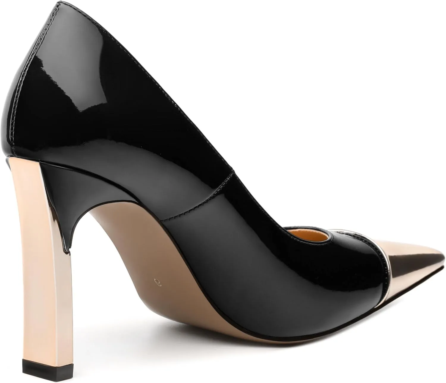 Women's Pumps, Two Toned Patchwork Square Closed Toe High Heels, Fashion Slip On Daily Dressy Shoes for Women
