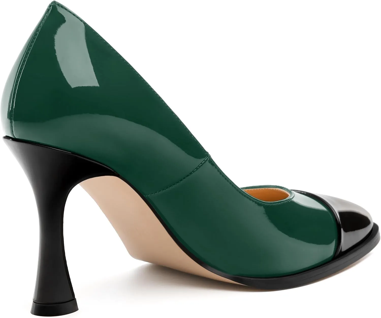 Women's Pumps, Two Toned Patchwork Square Closed Toe High Heels, Fashion Slip On Daily Dressy Shoes for Women