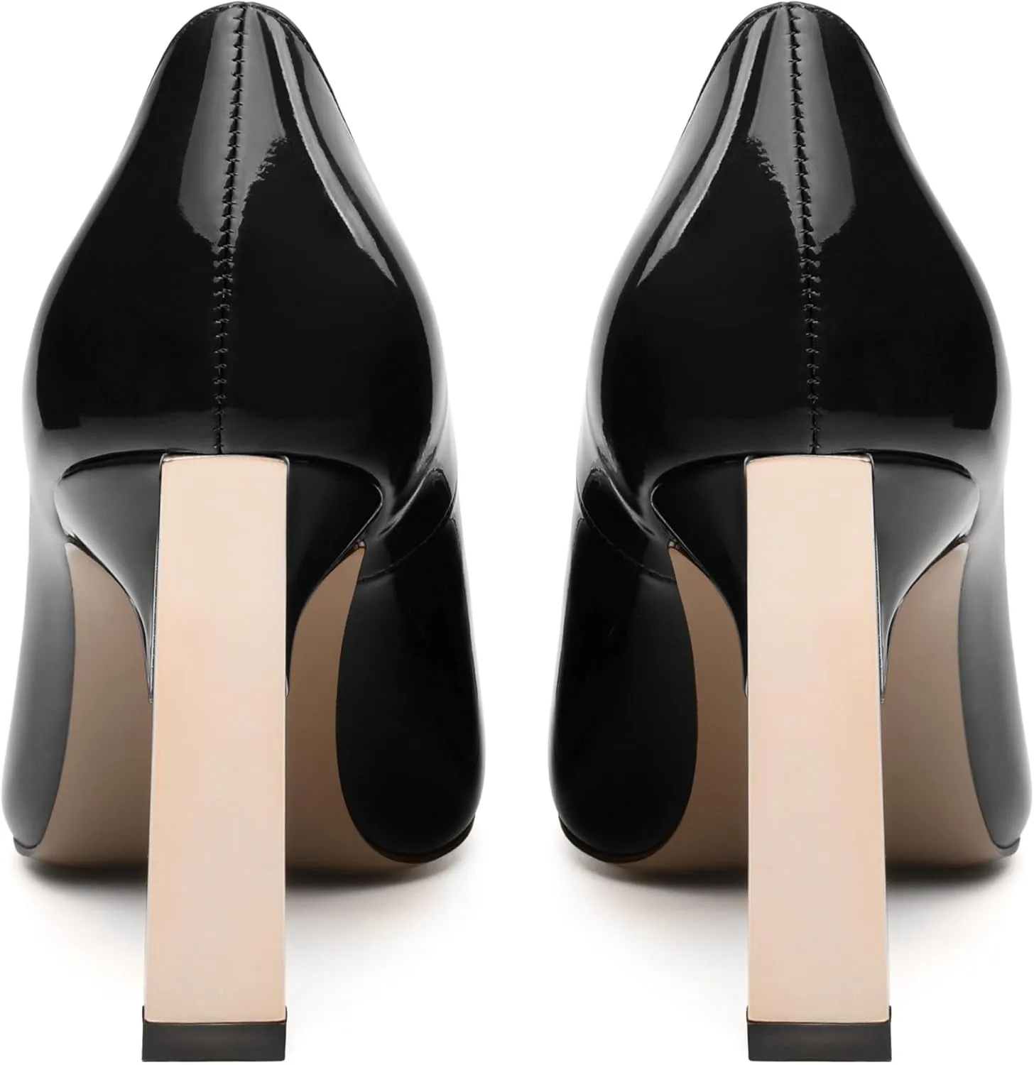 Women's Pumps, Two Toned Patchwork Square Closed Toe High Heels, Fashion Slip On Daily Dressy Shoes for Women