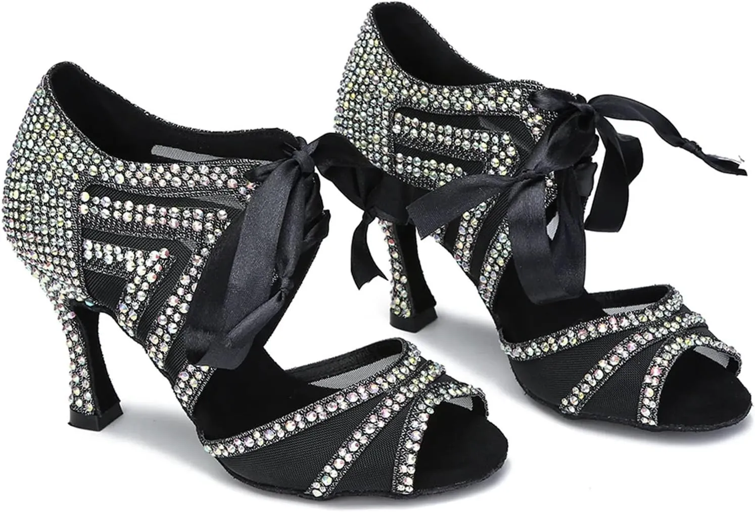 Women's Rhinestone Ballroom Dance Shoes - High Heels for Salsa & Tango, Elegant Latin Dance Sandals