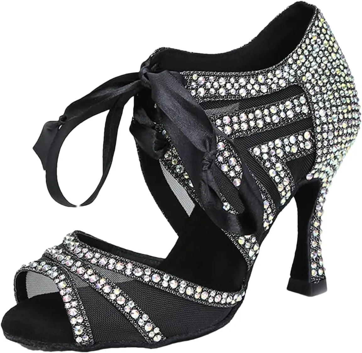 Women's Rhinestone Ballroom Dance Shoes - High Heels for Salsa & Tango, Elegant Latin Dance Sandals