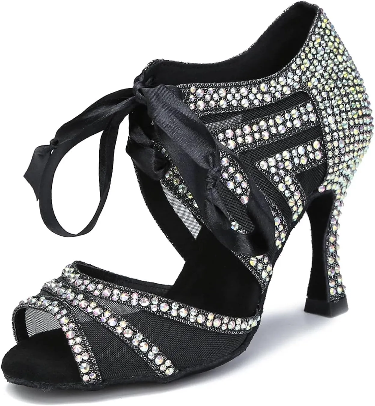 Women's Rhinestone Ballroom Dance Shoes - High Heels for Salsa & Tango, Elegant Latin Dance Sandals