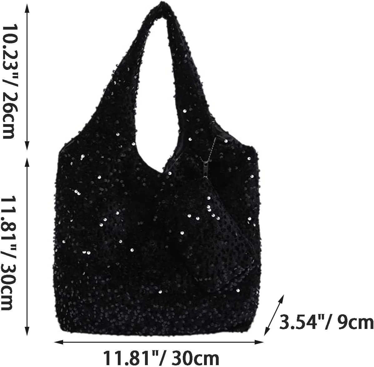 Womens Sequin Tote Bag, Sparkly Shoulder Bag, Elegant Handbag, Large Capacity Shopping Bag Matching Coin Purse