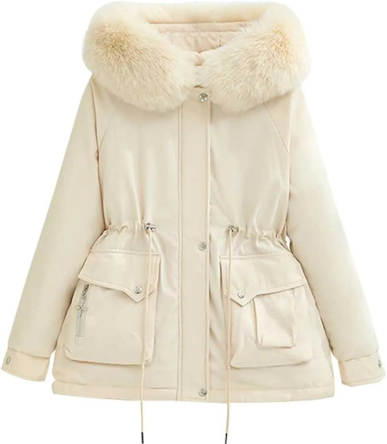 Women's Winter Puffer Windproof Thicken Coat Heavy Warm Fashions 2024 Hooded Long Parka Down Jacket with Fur Hood