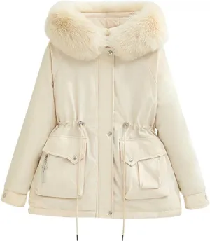 Women's Winter Puffer Windproof Thicken Coat Heavy Warm Fashions 2024 Hooded Long Parka Down Jacket with Fur Hood