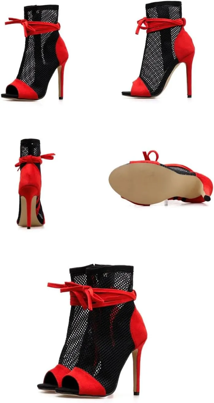 Women's Zipper Boots - 11.5cm Peep Toe Pole Dance Stiletto Booties