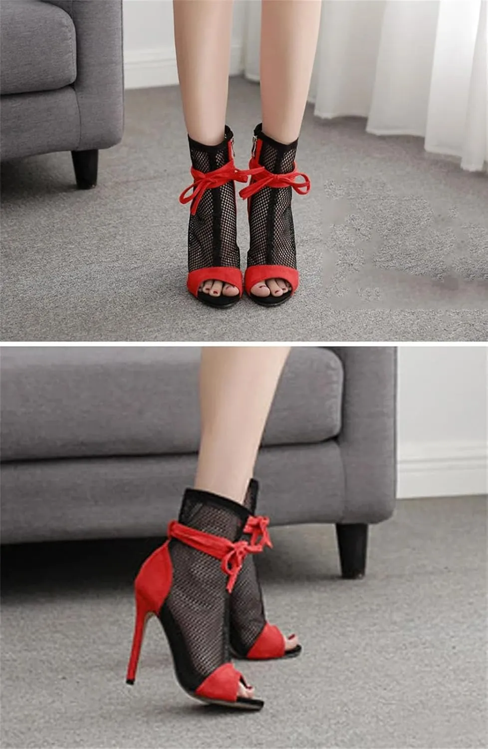 Women's Zipper Boots - 11.5cm Peep Toe Pole Dance Stiletto Booties