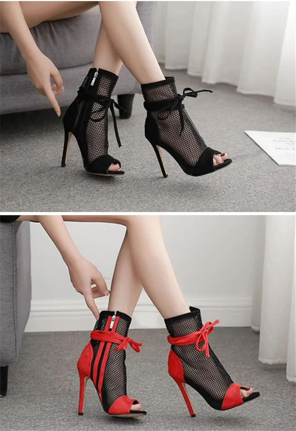 Women's Zipper Boots - 11.5cm Peep Toe Pole Dance Stiletto Booties