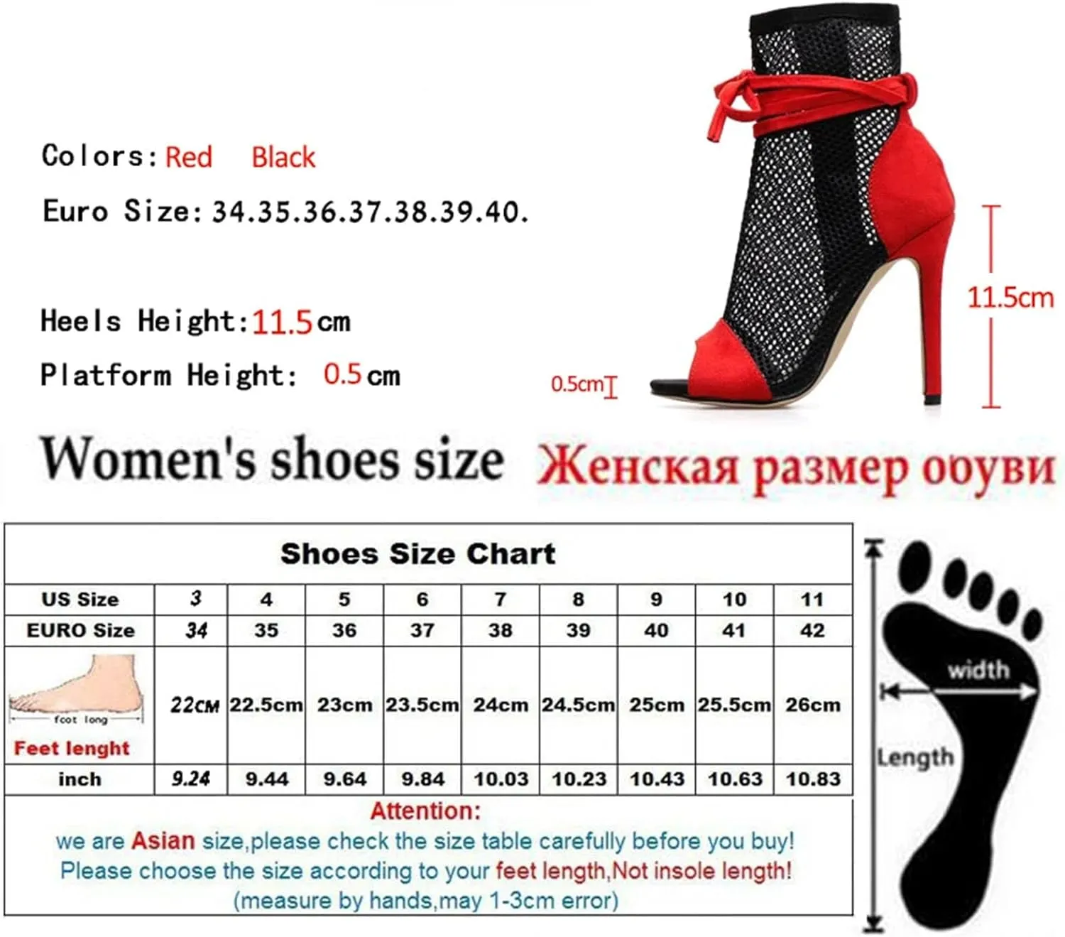 Women's Zipper Boots - 11.5cm Peep Toe Pole Dance Stiletto Booties