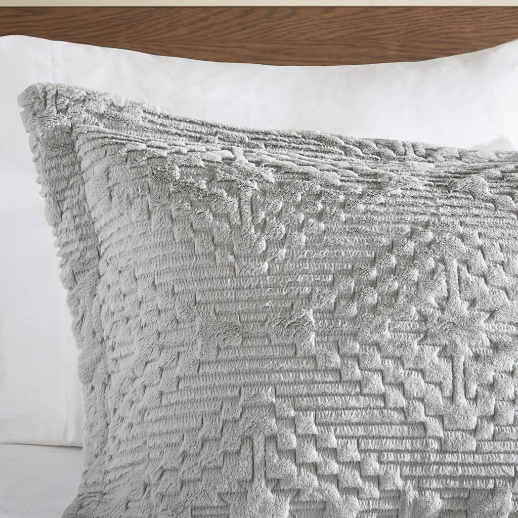 Woolrich Teton Embroidered Plush Coverlet Set Grey King/Cal King (WR13-2060)