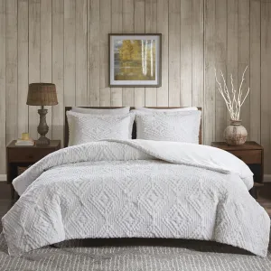 Woolrich Teton Embroidered Plush Coverlet Set Ivory King/Cal King, WR13-2058