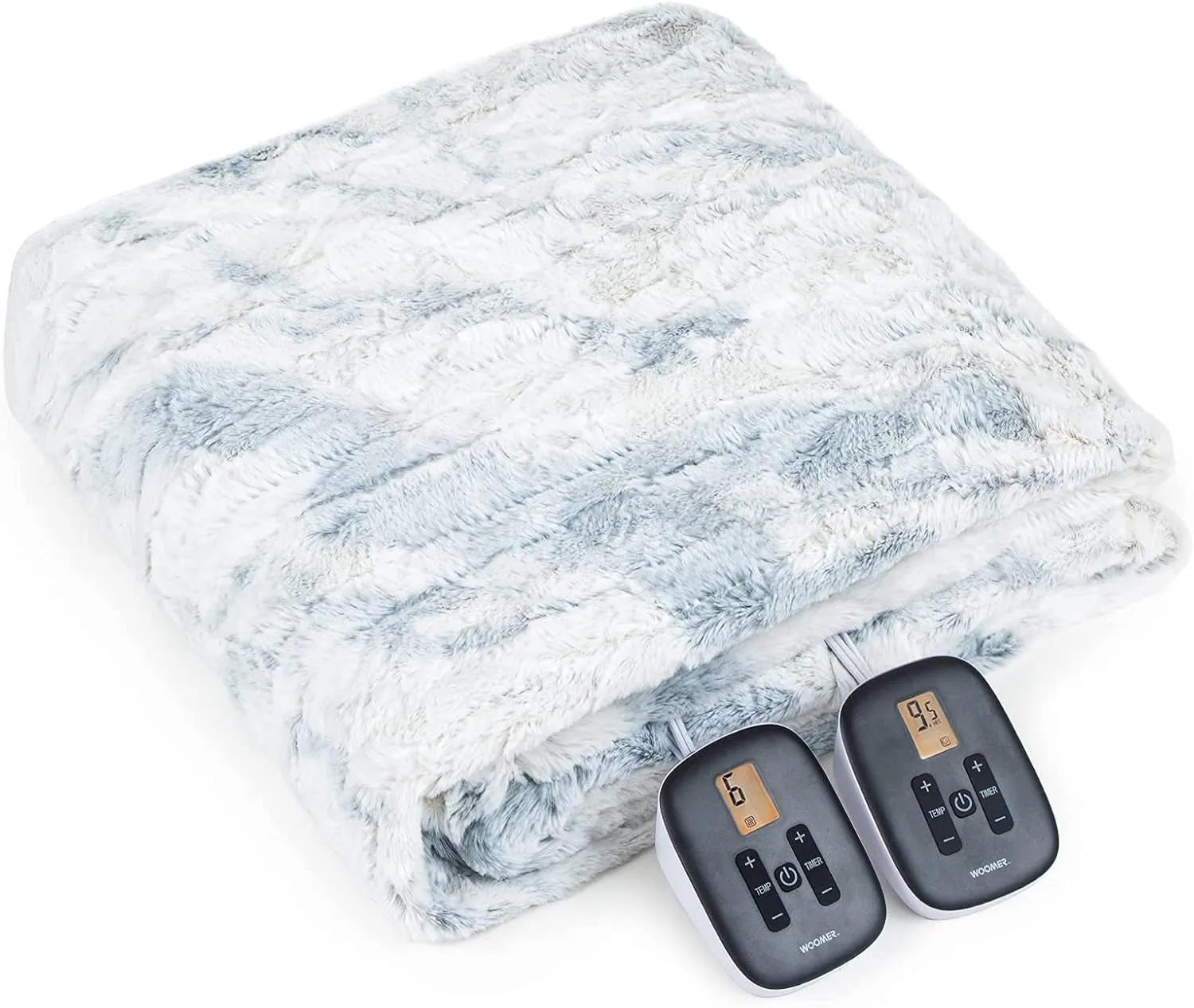 WOOMER Heated Blanket Twin Size Electric Blanket 84"x 90", Soft Faux Fur Fast Heating Blanket, 10 Heating Levels & 0.5-12H Auto Off, Over-Heat Protection, ETL Certification