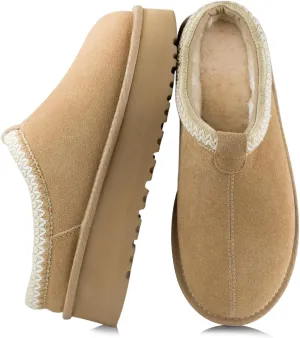 XIXITIAO Slippers for Women Suede Leather Platform Slippers Slip on Cozy Winter Womens House Slippers for Indoor Outdoor