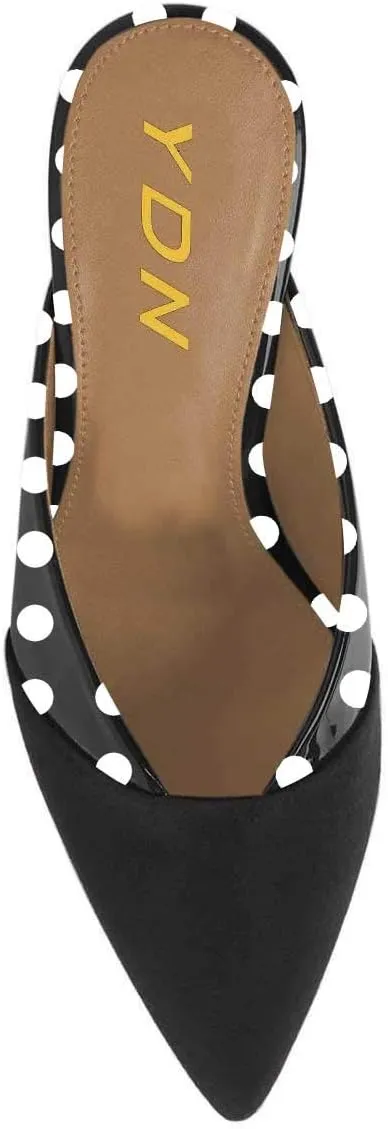 YDN Women Pointed Toe Mid Heel Clogs Mules Slip on Sandals Slide Dress Shoes Size 4-15