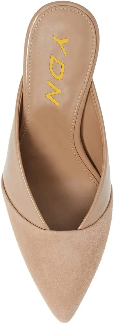YDN Women Pointed Toe Mid Heel Clogs Mules Slip on Sandals Slide Dress Shoes Size 4-15