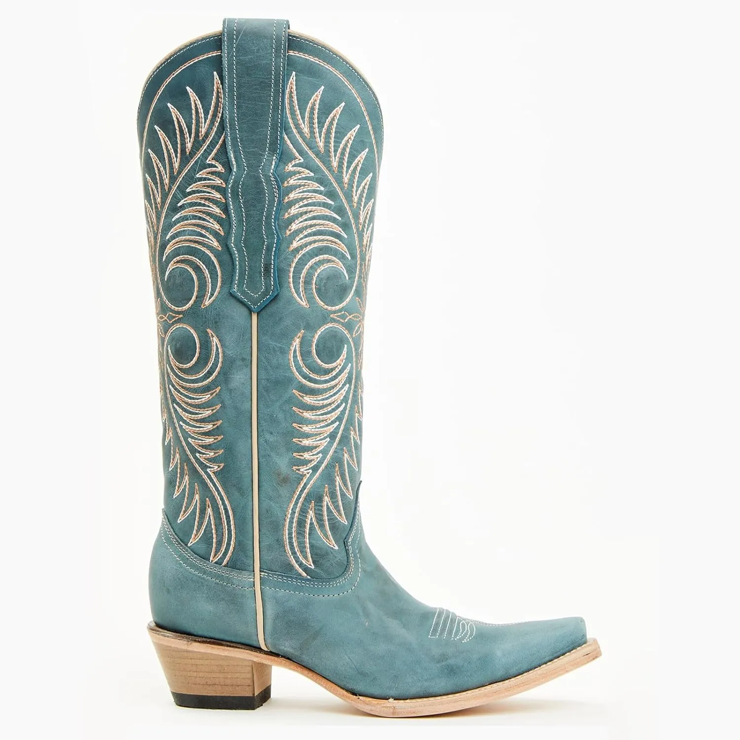 Yishaweiqi Embroidered Cowboy Boots for Women Wide Calf Cowgirl Boots Chunky Heel Snip Toe Knee High Western Boots
