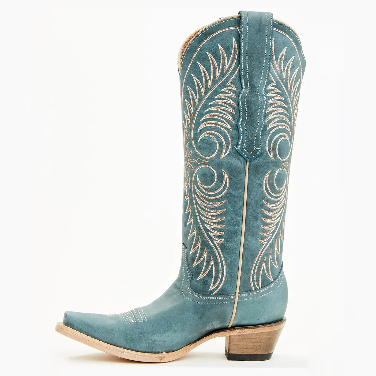 Yishaweiqi Embroidered Cowboy Boots for Women Wide Calf Cowgirl Boots Chunky Heel Snip Toe Knee High Western Boots