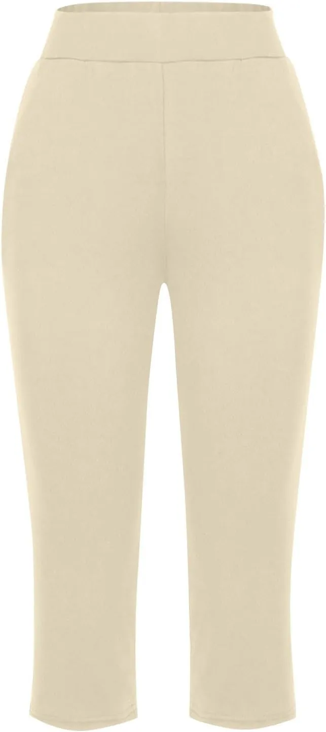 Yoga Capri for Women Loose Fit Comfy High Waisted Cropped Pants Summer Going Out Capris Athletic Sweatpants Pockets